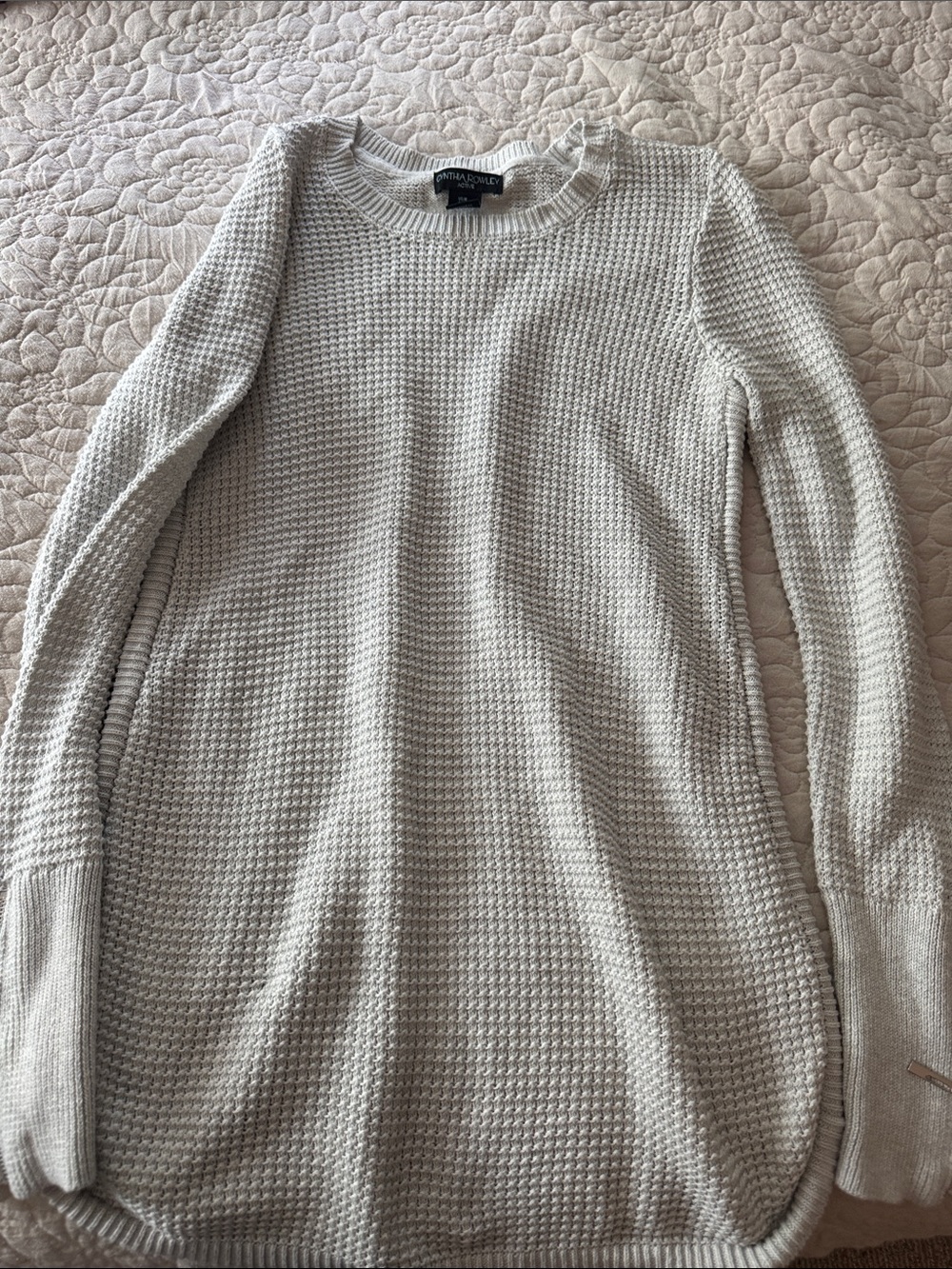 Cynthia Rowley Grey Waffle-Knit Crew Sweater
